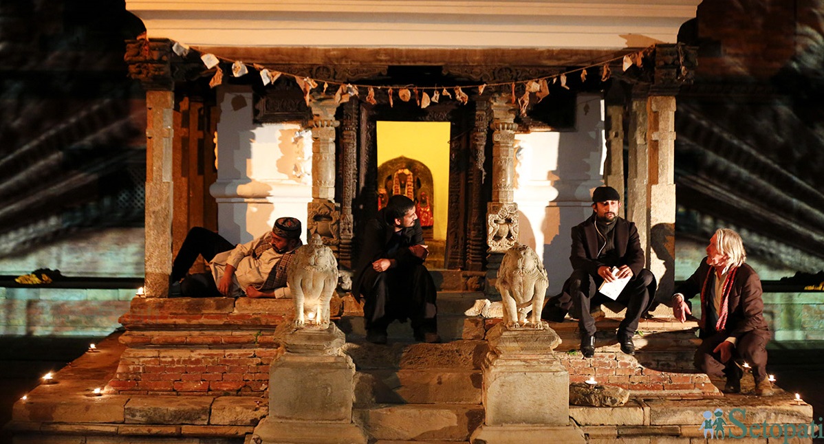 नाटक 'वानप्रस्थ' को दृश्य। तस्बिरः नवीनबाबु गुरूङ/सेतोपाटी